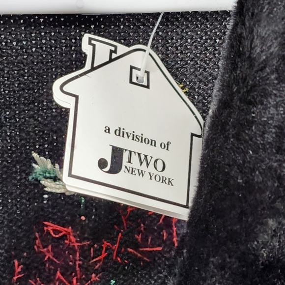 Storybook Knits Vintage Women's Embroidered Fur Coat Pinecone Sweater Cardigan - Picture 7 of 7